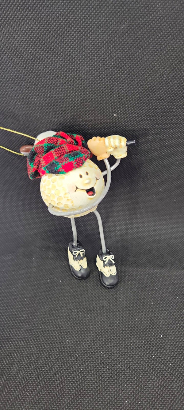 Wayne Nowlin Snowman Christmas Hanging Ornament Metal Plaid Hat 4" Multicolor